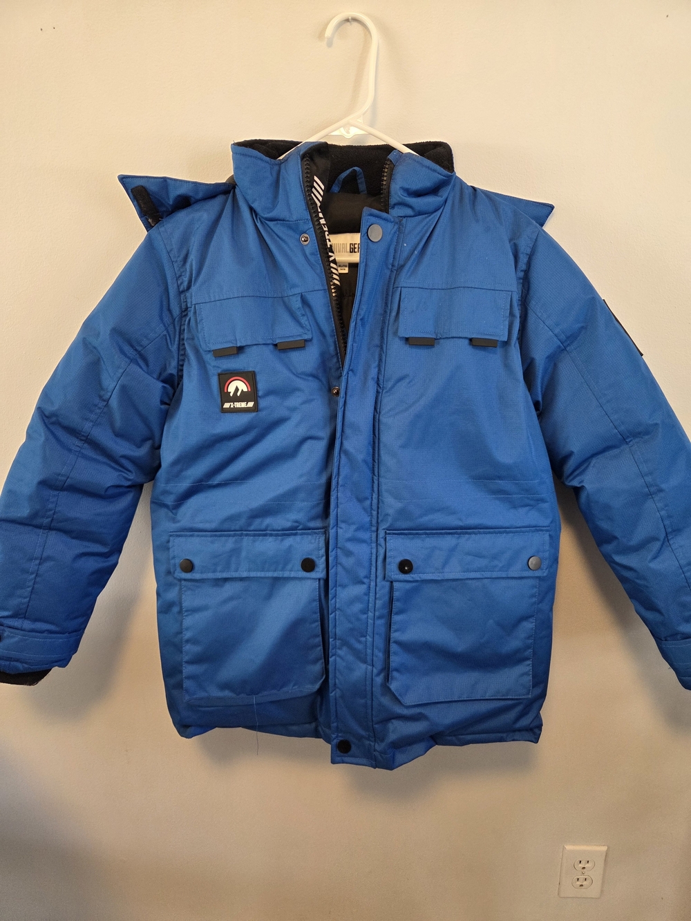 Kids Blue Insulated Puffer Jacket with Hood